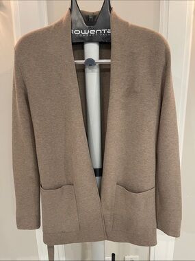 Aritzia Taupe Open-Front Knit Jacket